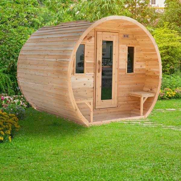 Leisurecraft CT Elation Outdoor Barrel Sauna – 4 Person