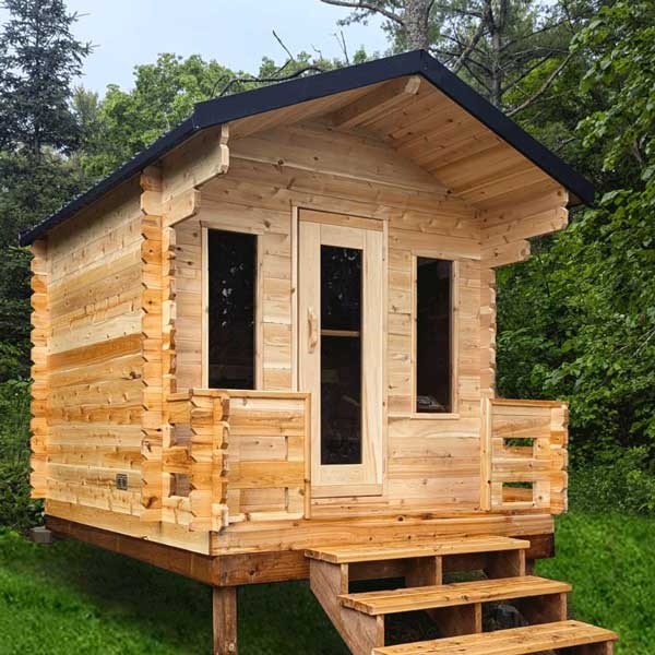 Leisurecraft CT Georgian Outdoor Cabin Sauna with Porch – 6 Person