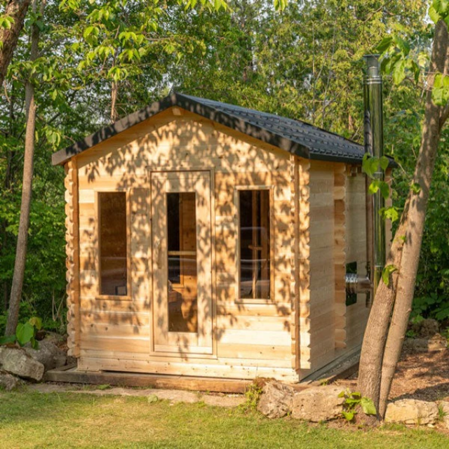 Dundalk LeisureCraft Canadian Timber Georgian 5-6 Person Cabin Sauna with Changeroom