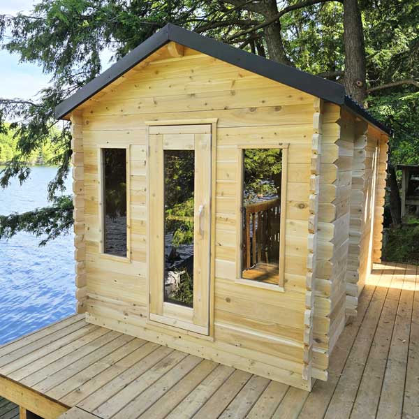Dundalk LeisureCraft Canadian Timber Georgian Cabin Sauna with Changeroom, Metal Roof & Bronze Tempered Glass