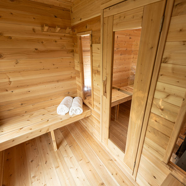 Dundalk LeisureCraft Canadian Timber Georgian Cabin Sauna with Changeroom, Metal Roof & Bronze Tempered Glass