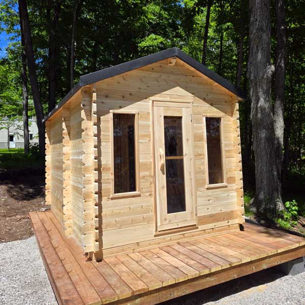 Dundalk LeisureCraft Canadian Timber Georgian Cabin Sauna with Changeroom, Metal Roof & Bronze Tempered Glass