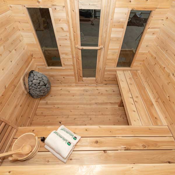 Leisurecraft CT Georgian Outdoor Cabin Sauna with Porch – 6 Person