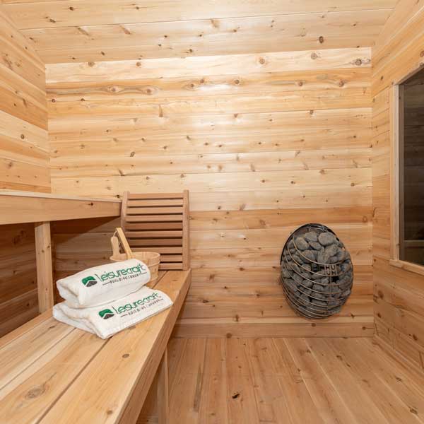 Leisurecraft CT Georgian Outdoor Cabin Sauna with Porch – 6 Person
