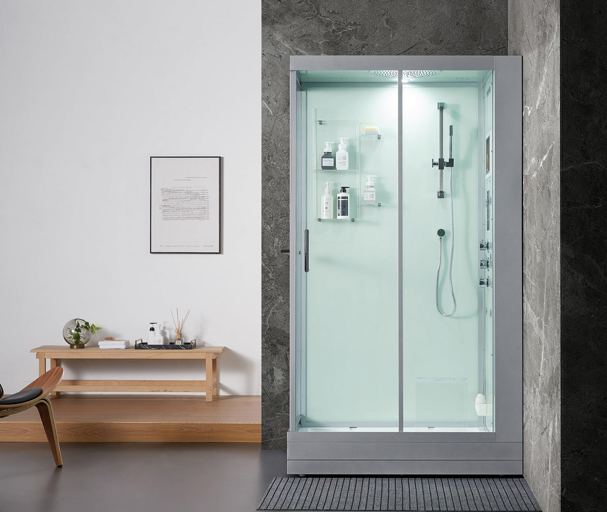 Maya Bath Platinum Lucca Steam Shower with Rainfall Shower & Body Jets