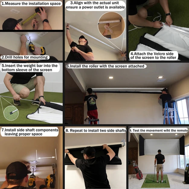 Opulent Motorized Retractable Golf Simulator Enclosure – Remote-Controlled Indoor Golf System