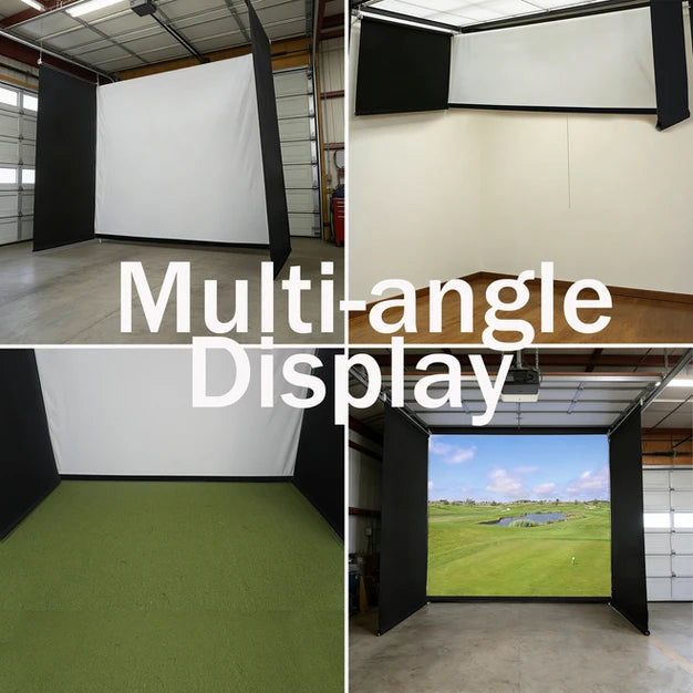 Opulent Motorized Retractable Golf Simulator Enclosure – Remote-Controlled Indoor Golf System